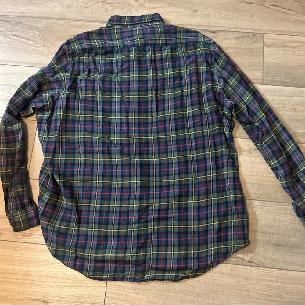Ralph Lauren Plaid Button Up Shirt Christmas Cabin Rugged Green And Blue Men XL